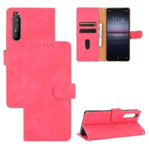 For Sony Xperia 1 II Solid Color Skin Feel Magnetic Buckle Horizontal Flip Calf Texture PU Leather Case with Holder & Card Slots & Wallet(Rose Red) (OEM)
