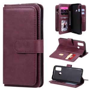 For Huawei P Smart(2020) Multifunctional Magnetic Copper Buckle Horizontal Flip Solid Color Leather Case with 10 Card Slots & Wallet & Holder & Photo Frame(Wine Red) (OEM)