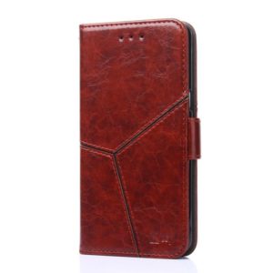 For iPhone XR Geometric Stitching Horizontal Flip TPU + PU Leather Case with Holder & Card Slots & Wallet(Dark Brown) (OEM)