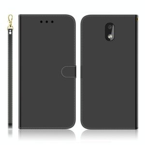 For Nokia 2.2 Imitated Mirror Surface Horizontal Flip Leather Case with Holder & Card Slots & Wallet & Lanyard(Black) (OEM)