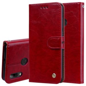 Business Style Oil Wax Texture Horizontal Flip Leather Case for Huawei P Smart 2019, with Holder & Card Slots & Wallet (Red) (OEM)