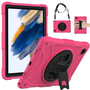 For Samsung Galaxy Tab A8 10.5 2021 Rotary Grab Silicone + PC Tablet Case(Rose Red) (OEM)