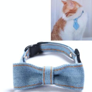 Pet Cowboy Bow Tie Collar Cats Dogs Adjustable Tie Collars Pet Accessories Supplies, Size:S 16-32cm, Style:Big Bowknot(Light Blue) (OEM)