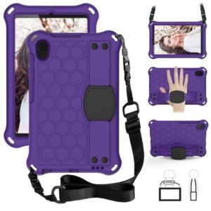 For Galaxy Tab A 8.4(2020) T307 Honeycomb Design EVA + PC Material Four Corner Anti Falling Flat Protective Shell With Strap(Purple+Black) (OEM)