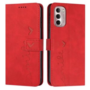 For Motorola Moto G Stylus 5G 2022 Skin Feel Heart Pattern Leather Phone Case(Red) (OEM)