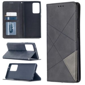 For Samsung Galaxy Note 20 Ultra Rhombus Texture Horizontal Flip Magnetic Leather Case with Holder & Card Slots & Wallet(Black) (OEM)