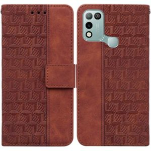 For Infinix Hot 10 Play / Smart 5 India Geometric Embossed Leather Phone Case(Brown) (OEM)