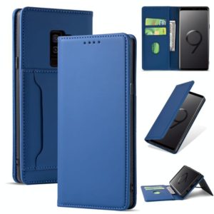 For Samsung Galaxy S9 Strong Magnetism Liquid Feel Horizontal Flip Leather Case with Holder & Card Slots & Wallet(Blue) (OEM)
