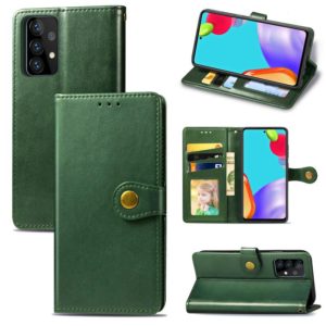 For Samsung Galaxy A72 5G / 4G Retro Solid Color Leather Buckle Phone Case with Lanyard & Photo Frame & Card Slot & Wallet & Stand Function(Green) (OEM)