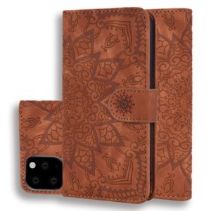 For iPhone 11 Calf Pattern Double Folding Design Embossed Leather Case with Wallet & Holder & Card Slots (Brown) (OEM)