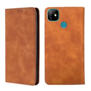 For Infinix Itel Vision 1 Skin Feel Magnetic Horizontal Flip Leather Case with Holder & Card Slots(Light Brown) (OEM)