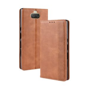Magnetic Buckle Retro Texture Horizontal Flip Leather Case for Sony Xperia 10, with Holder & Card Slots & Wallet (Brown) (OEM)