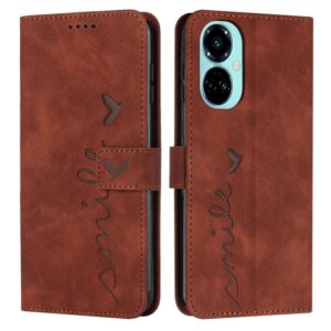 For Tecno Camon 19 Skin Feel Heart Pattern Leather Phone Case(Brown) (OEM)