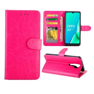 For OPPO A9 (2020) / A5 (2020) Crazy Horse Texture Leather Horizontal Flip Protective Case with Holder & Card Slots & Wallet & Photo Frame(Magenta) (OEM)