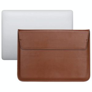 PU Leather Ultra-thin Envelope Bag Laptop Bag for MacBook Air / Pro 15 inch, with Stand Function (Brown) (OEM)