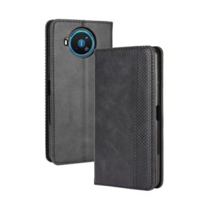 For Nokia 8.3 5G Magnetic Buckle Retro Crazy Horse Texture Horizontal Flip Leather Case , with Holder & Card Slots & Photo Frame(Black) (OEM)