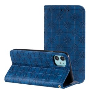 For iPhone 11 Pro Lucky Flowers Embossing Pattern Magnetic Horizontal Flip Leather Casewith Holder & Card Slots(Dark Blue) (OEM)