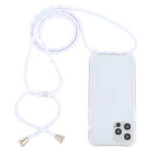 For iPhone 12 / 12 Pro Transparent Acrylic Airbag Shockproof Phone Protective Case with Lanyard(White Gold) (OEM)