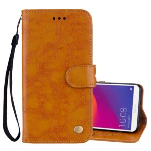 Business Style Oil Wax Texture Horizontal Flip Leather Case for Huawei Honor 7C / Enjoy 8 / Y7 (2018) / Y7 Prime (2018) / Nova 2 Lite, with Holder & Card Slots & Wallet(Brown) (OEM)