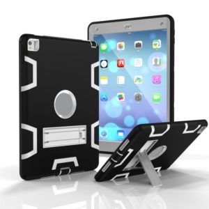 For iPad 9.7(2017) Shockproof PC + Silicone Protective Case，with Holder(Black Gray) (OEM)