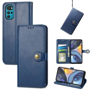 For Motorola Moto G22 Retro Solid Color Buckle Leather Phone Case(Blue) (OEM)
