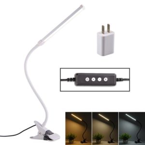 LED Desk Lamp 8W Folding Adjustable USB Charging Eye Protection Table Lamp, USB Charge Version + Power Plug(White) (Fonkin) (OEM)