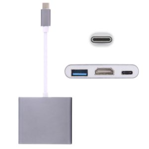 USB-C / Type-C 3.1 Male to USB-C / Type-C 3.1 Female & HDMI Female & USB 3.0 Female Adapter(Grey) (OEM)