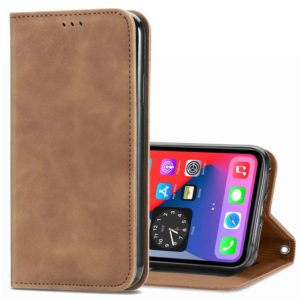 For iPhone 12 mini Retro Skin Feel Business Magnetic Horizontal Flip Leather Case with Holder & Card Slots & Wallet & Photo Frame (Brwon) (OEM)