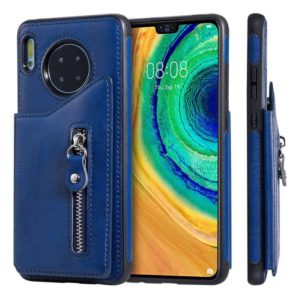 For Huawei Mate 30 Solid Color Double - Button Zipper Shockproof Protective Case(Blue) (OEM)