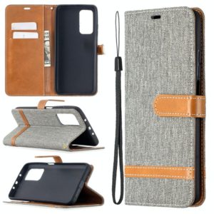 For Xiaomi Mi 10T / 10 Pro 5G Color Matching Denim Texture Leather Case with Holder & Card Slots & Wallet & Lanyard(Gray) (OEM)