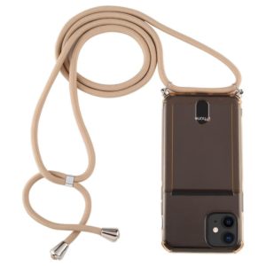 For iPhone 12 mini Transparent TPU Protective Case with Lanyard & Card Slot(Gold) (OEM)
