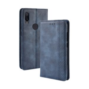 Magnetic Buckle Retro Crazy Horse Texture Horizontal Flip Leather Case for Xiaomi Redmi Note 7S, with Holder & Card Slots & Photo Frame(Blue) (OEM)