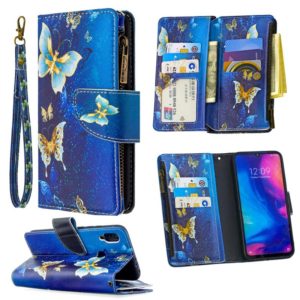 For Xiaomi Redmi Note 7 Colored Drawing Pattern Zipper Horizontal Flip Leather Case with Holder & Card Slots & Wallet(Gold Butterfly) (OEM)