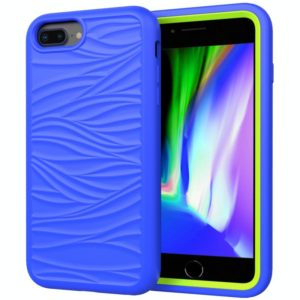 For iPhone SE 2022 / SE 2020 Wave Pattern 3 in 1 Silicone+PC Shockproof Protective Case(Blue+Olivine) (OEM)