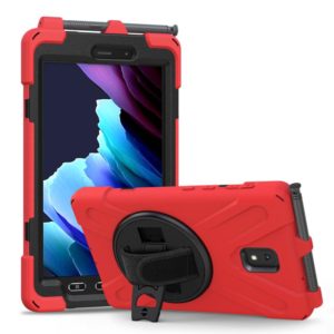 For Samsung Galaxy Tab active 3 T570 / T575 8.0 Shockproof Colorful Silicone + PC Protective Case with Holder & Shoulder Strap & Hand Strap(Red) (OEM)