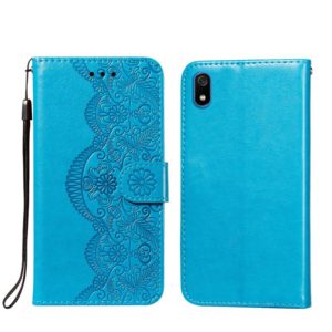 For Xiaomi Redmi 7A Flower Vine Embossing Pattern Horizontal Flip Leather Case with Card Slot & Holder & Wallet & Lanyard(Blue) (OEM)