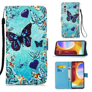 For LG Velvet 2 Pro Colored Drawing Pattern Plain Weave Horizontal Flip Leather Case with Holder & Card Slot & Wallet & Lanyard(Caring Butterfly) (OEM)