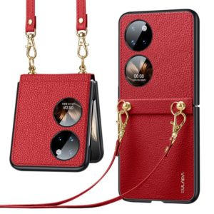 For Huawei P50 Pocket SULADA Litchi Texture Leather + TPU Phone Case with Strap(Red) (SULADA) (OEM)
