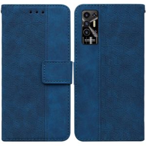 For Tecno Pova 2 Geometric Embossed Leather Phone Case(Blue) (OEM)