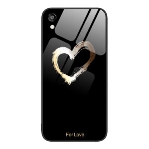 For Honor Play 3e Colorful Painted Glass Phone Case(Black Love) (OEM)
