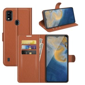 For ZTE Blade A51 Litchi Texture Horizontal Flip Protective Case with Holder & Card Slots & Wallet(Brown) (OEM)