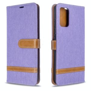For Galaxy S20 Ultra Color Matching Denim Texture Horizontal Flip PU Leather Case with Holder & Card Slots & Wallet & Lanyard(Purple) (OEM)