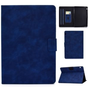 For Huawei MediaPad T5 Cowhide Texture Horizontal Flip Leather Case with Holder & Card Slots (Blue) (OEM)