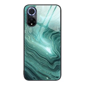 For Huawei Nova 9 Marble Pattern Glass Protective Phone Case(Water Waves) (OEM)