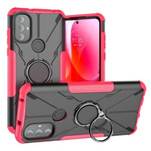 For Motorola Moto G Power 2022 Armor Bear Shockproof PC + TPU Phone Case with Ring Holder(Rose Red) (OEM)