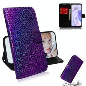 For Huawei P40 lite 5G Solid Color Colorful Magnetic Buckle Horizontal Flip PU Leather Case with Holder & Card Slots & Wallet & Lanyard(Purple) (OEM)