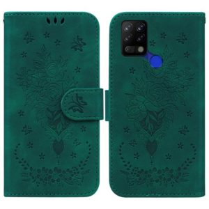 For Tecno Pova 4G Butterfly Rose Embossed Leather Phone Case(Green) (OEM)