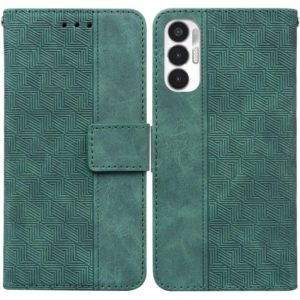 For Tecno Pova 3 LE7 Geometric Embossed Leather Phone Case(Green) (OEM)
