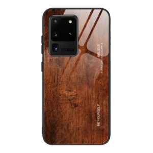 For Samsung Galaxy S20 Plus Wood Grain Glass Protective Case(M02) (OEM)