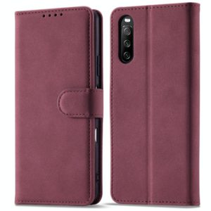 For Sony Xperia 10 III Frosted Anti-theft Brush Horizontal Flip Leather Phone Case(Wine Red) (OEM)